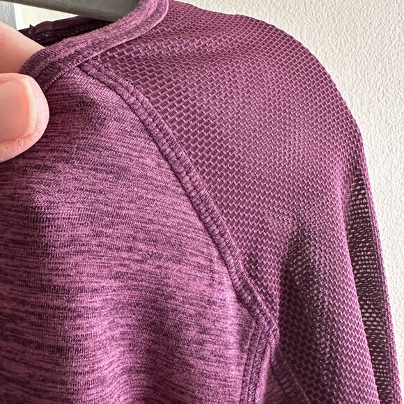 Reebok Active Long-Sleeve Shirt – Heathered Plum, Mesh Shoulder Panels sz L - Picture 6 of 6